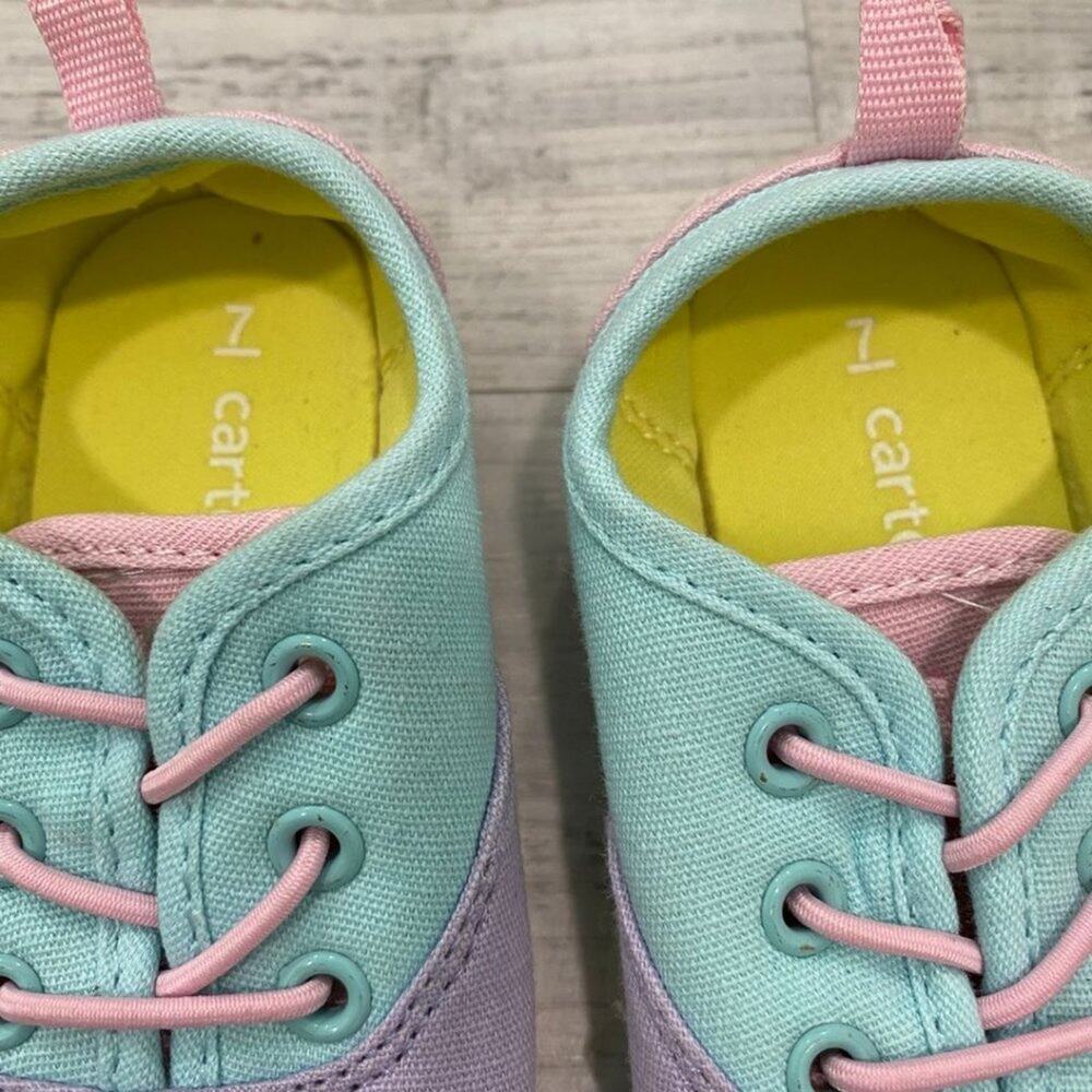 Carter's Dallas Bunge Laces Casual Sneakers Pink, Yellow, Lilac 7 - Picture 3 of 6
